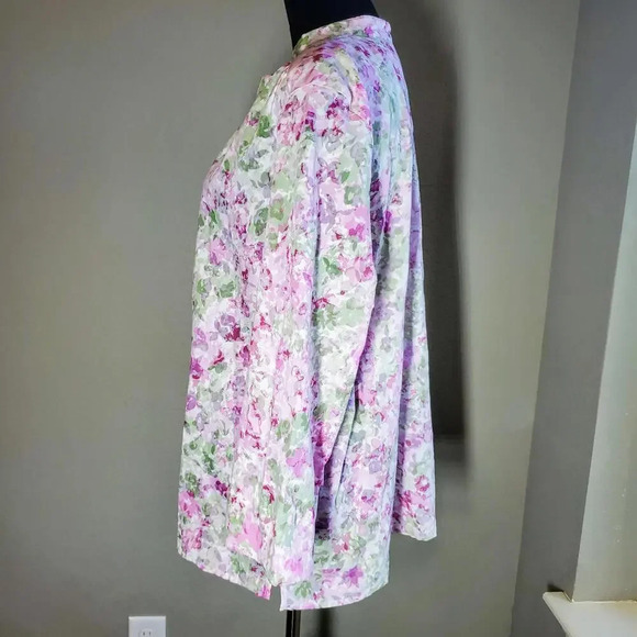 Alfred Dunner Women's Floral Button Down 3/4 Sleeve Top Size 18 - Picture 9 of 12